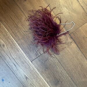 American Vintage Feather Mini Bag in Burgundy with Chain Strap